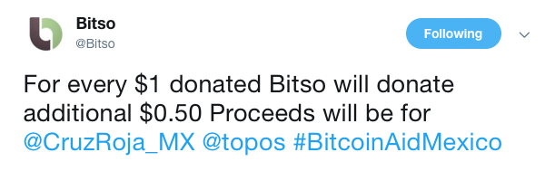 Bitso Exchange Raises Cryptocurrencies for Mexican Earthquake Victims